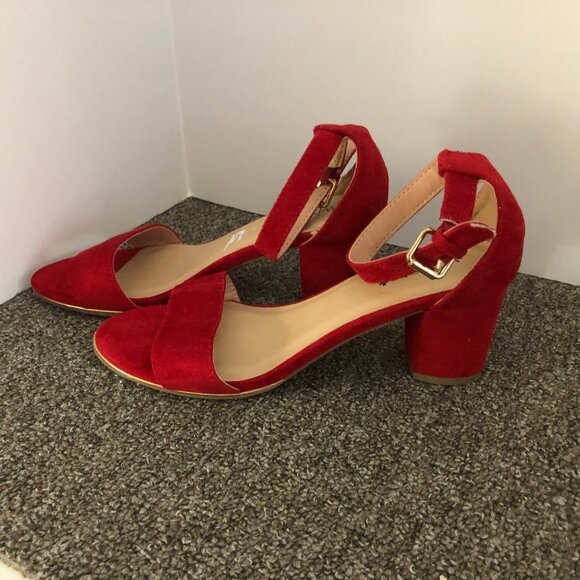 White Mt. Red Suede Heels - Picture 2 of 4